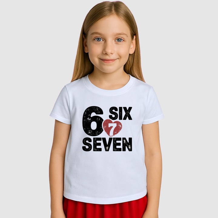 Tricou Copii SIX SEVEN 67 Iubire Contrast, Alb