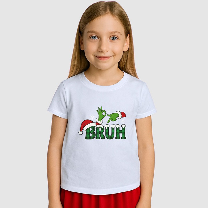 Tricou Copii SIX SEVEN 67 Mana Verde Bruh, Alb