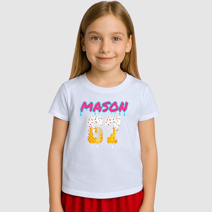 Tricou Copii SIX SEVEN 67 Mason Texturat, Alb