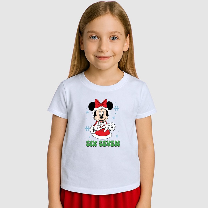 Tricou Copii SIX SEVEN 67 Personaj Animat Fundita, Alb
