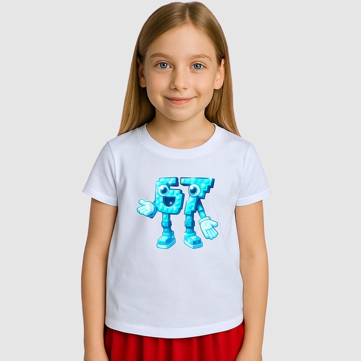 Tricou Copii SIX SEVEN 67 Robot Crystal Blue, Alb