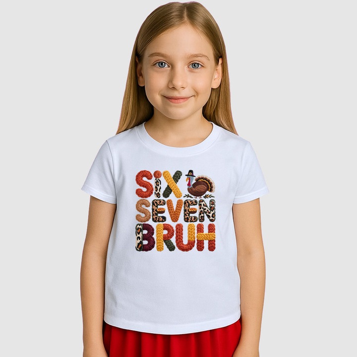 Tricou Copii SIX SEVEN 67 Textura Toamna, Alb