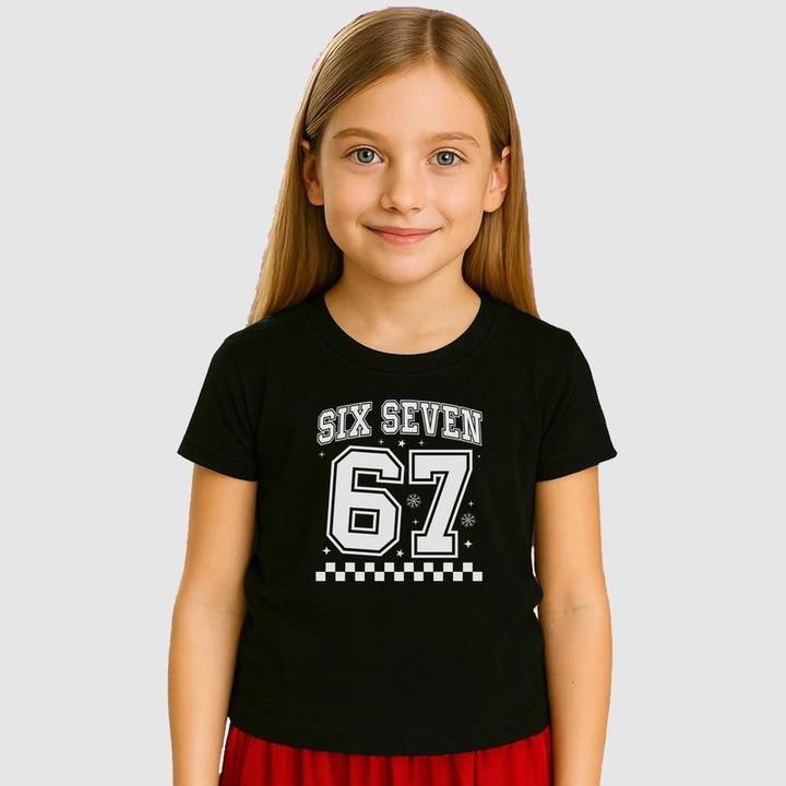 Tricou Copii SIX SEVEN 67 Alb Minimal, Negru
