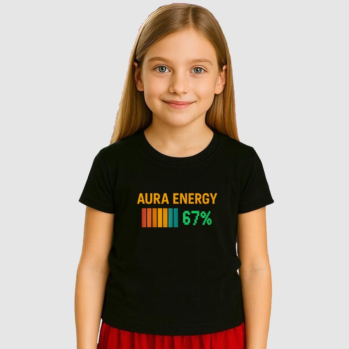 Tricou Copii SIX SEVEN 67 Aura Energie Clasica, Negru