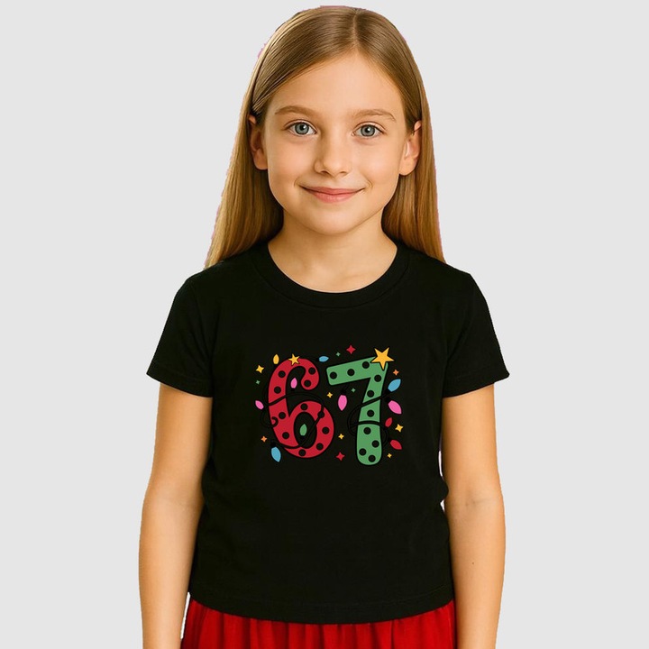 Tricou Copii SIX SEVEN 67 Bomboane Colorate, Negru
