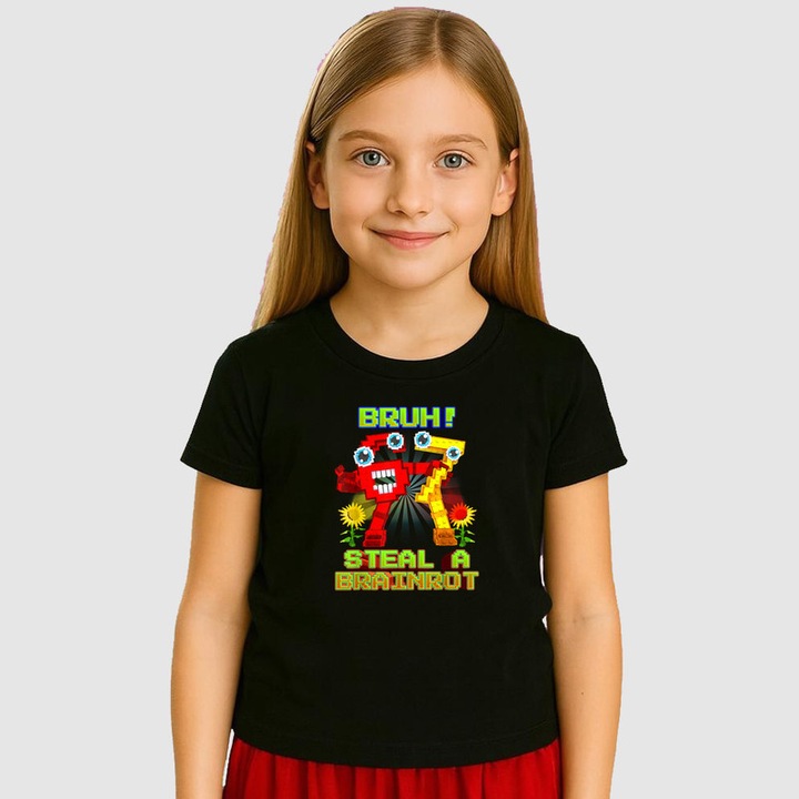 Tricou Copii SIX SEVEN 67 Brainrot Meme Style, Negru