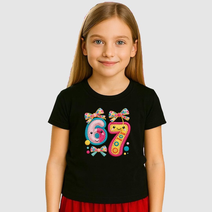 Tricou Copii SIX SEVEN 67 Cifra Colorata, Negru