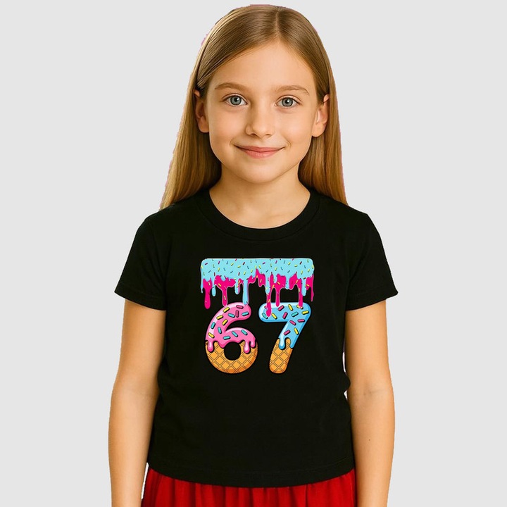 Tricou Copii SIX SEVEN 67 Inghetata Drip, Negru
