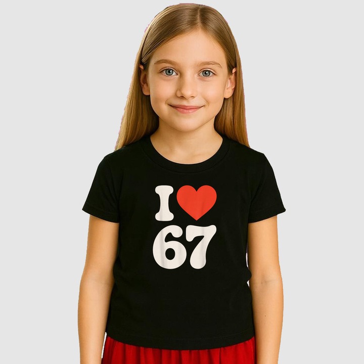 Tricou Copii SIX SEVEN 67 Iubesc 67, Negru