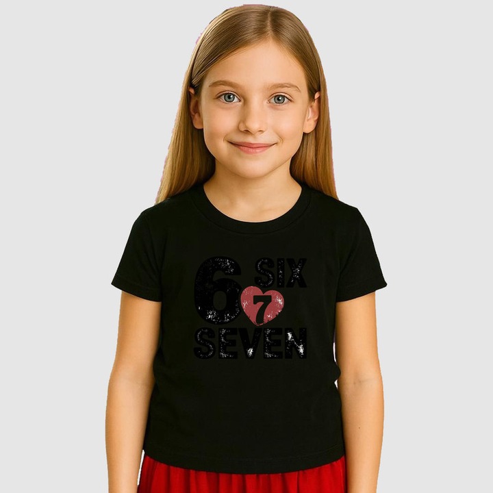 Tricou Copii SIX SEVEN 67 Iubire Contrast, Negru