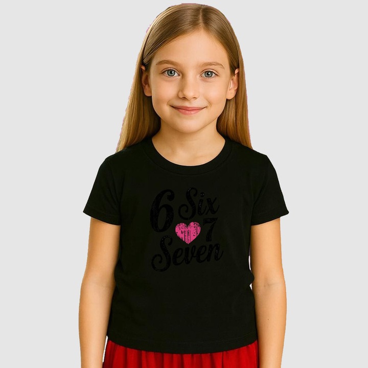 Tricou Copii SIX SEVEN 67 Iubire Script, Negru