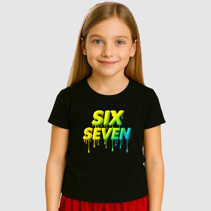 Tricou Copii SIX SEVEN 67 Logo Drip Verde, Negru