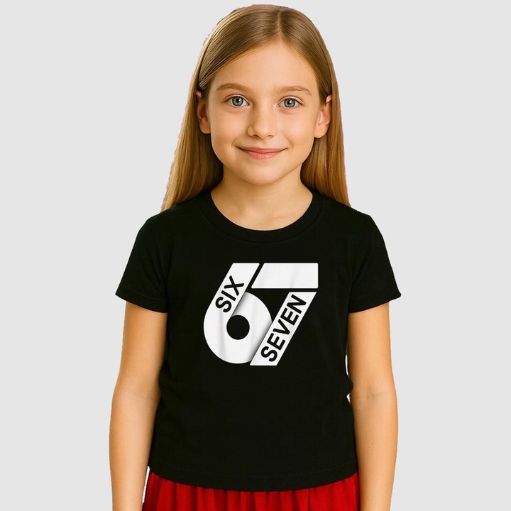 Tricou Copii SIX SEVEN 67 Logo Elegant Alb, Negru