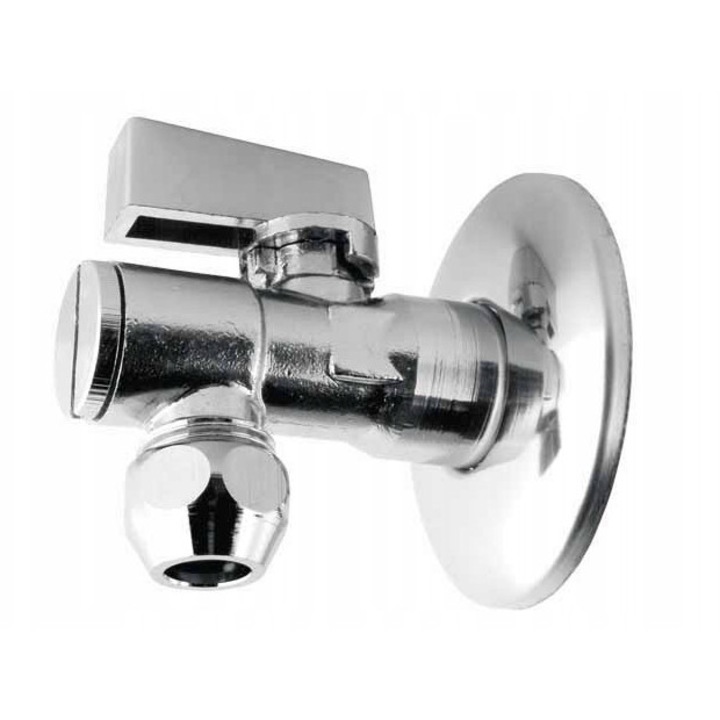 Robinet unghiular cu bila, 1/2 x 3/8, Aquer, din alama, cromat, 60mm