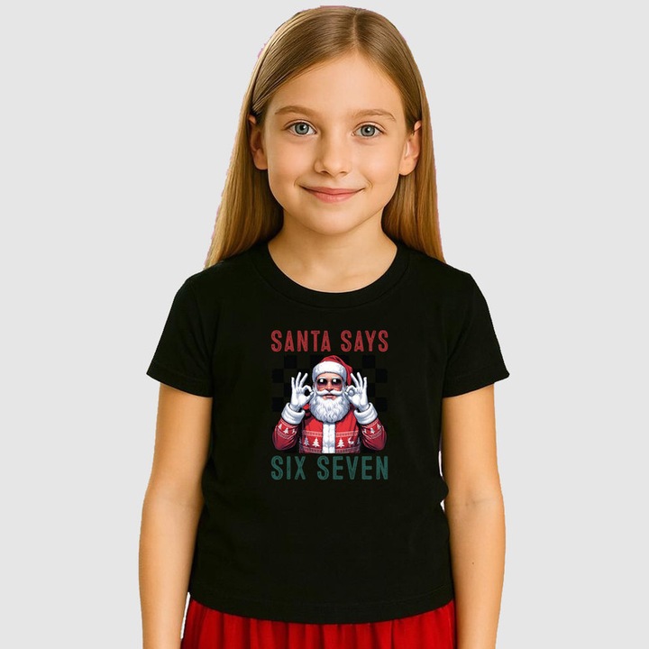 Tricou Copii SIX SEVEN 67 Mos Craciun Comanda, Negru
