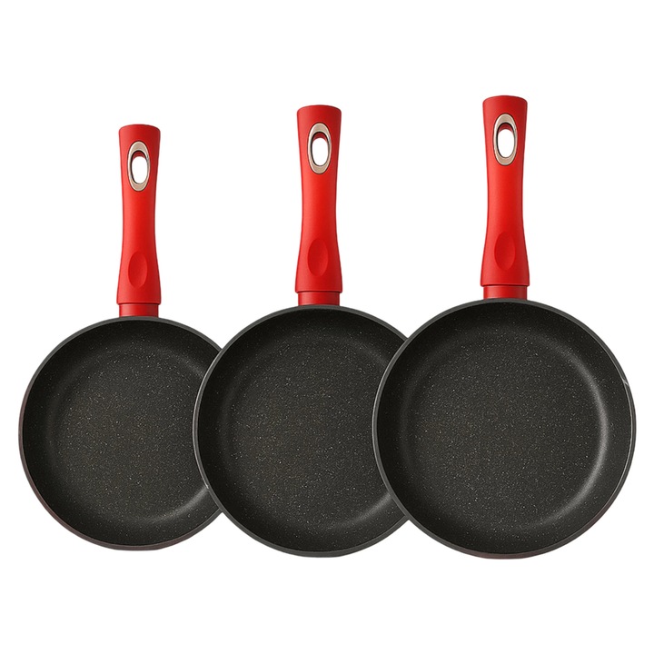 Комплект Тигани 3 Части Edenberg - 20 cm, 24 cm, 28 cm, Алуминиеви С Мраморно Незалепващо Покритие EB-4116