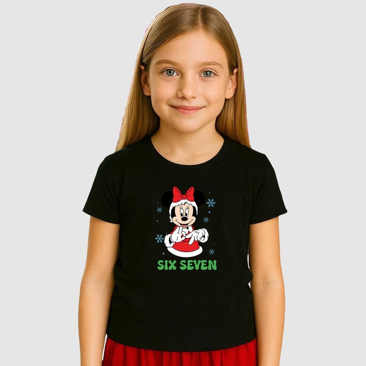 Tricou Copii SIX SEVEN 67 Personaj Animat Fundita, Negru