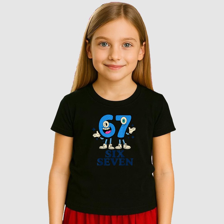Tricou Copii SIX SEVEN 67 Purple Numbers Friends, Negru