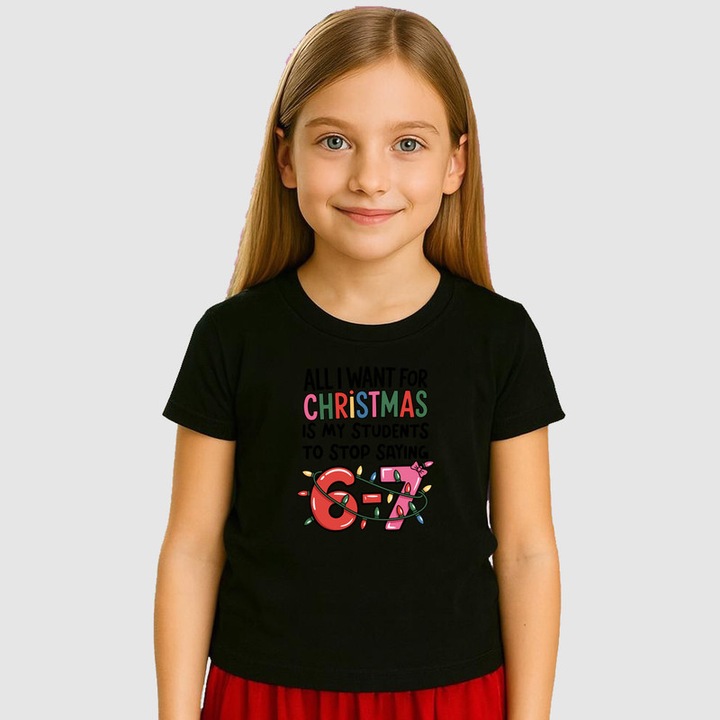 Tricou Copii SIX SEVEN 67 Profesorii Si Craciunul, Negru