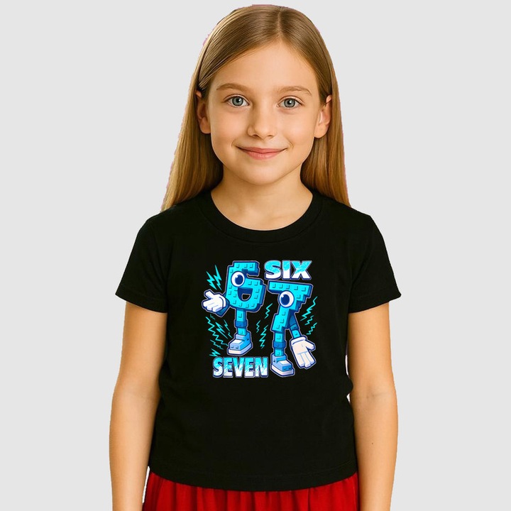 Tricou Copii SIX SEVEN 67 Roboti Gemeni Albastri, Negru