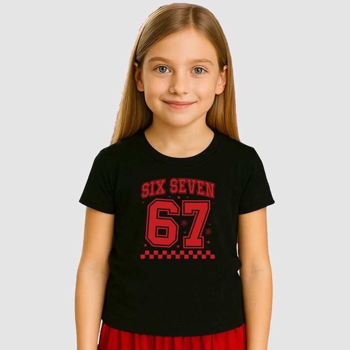 Tricou Copii SIX SEVEN 67 Rosu Clasic, Negru