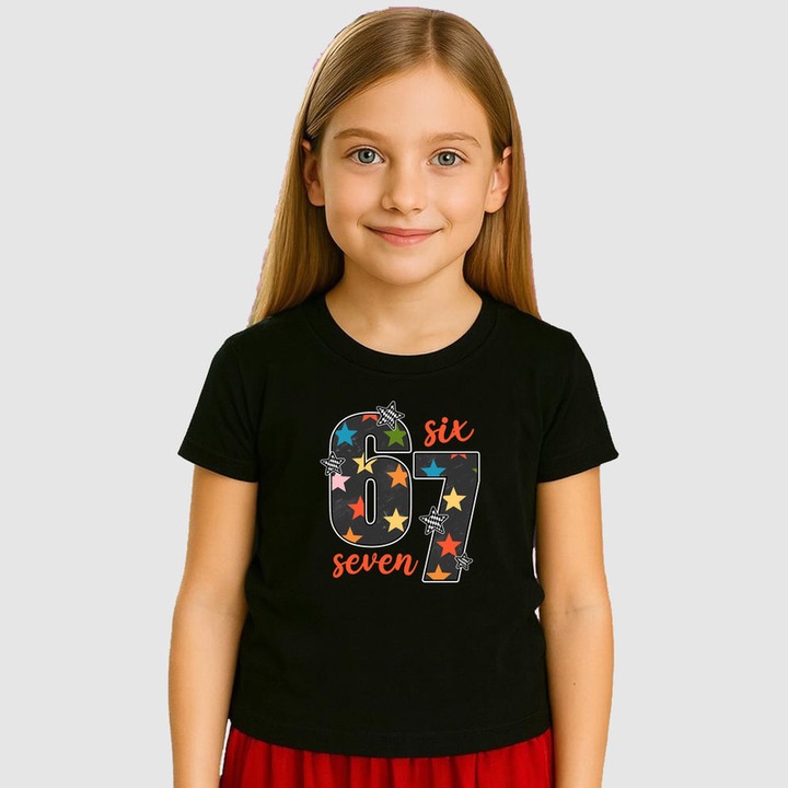 Tricou Copii SIX SEVEN 67 Stele Fun Style, Negru
