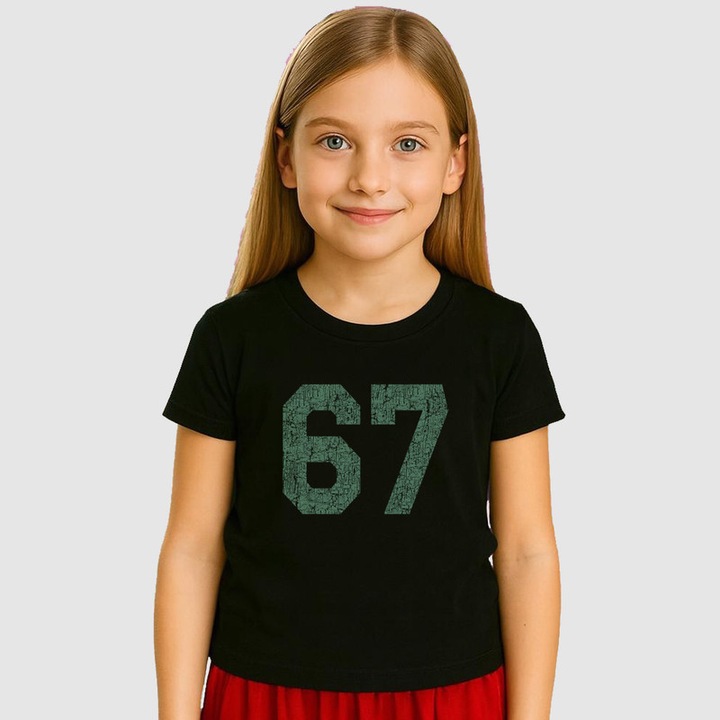 Tricou Copii SIX SEVEN 67 Stil Vintage Verde, Negru
