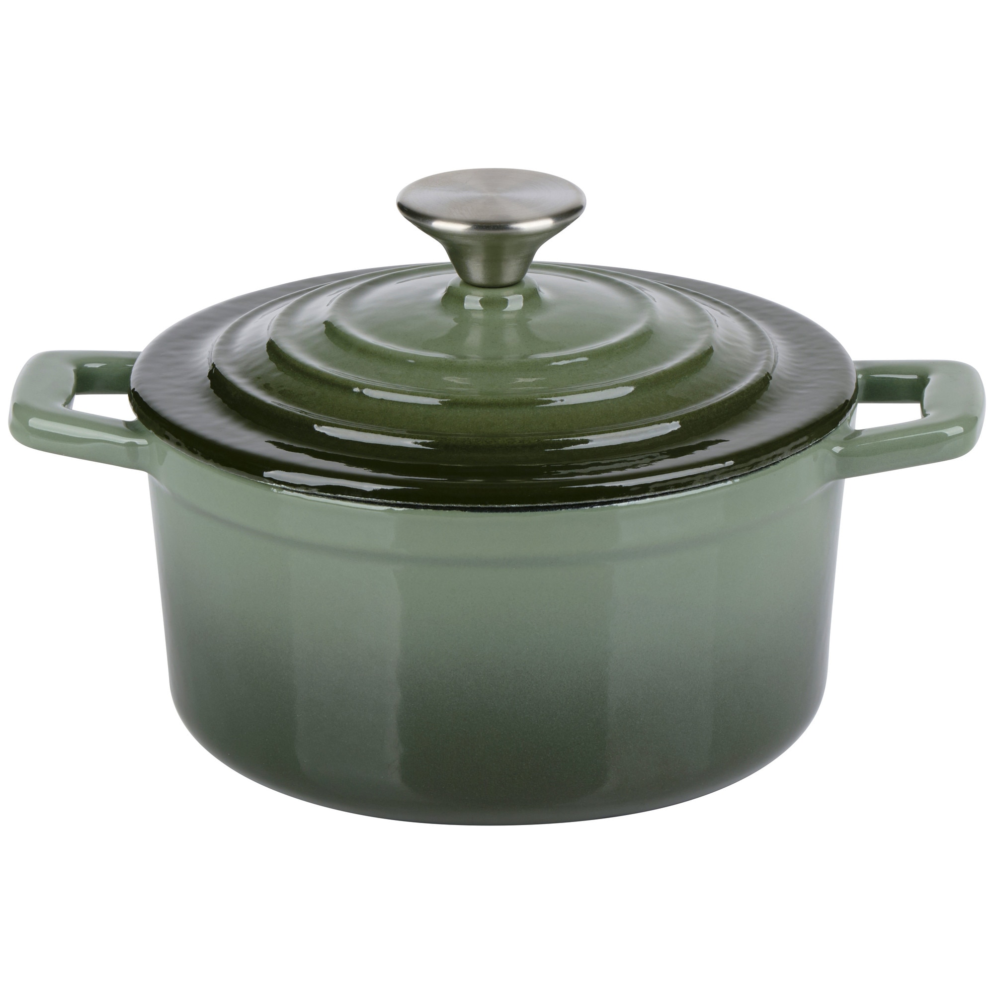 Cratita din fonta cu capac, Alpina, 0.8 Litri, 15 x 7 cm, Verde