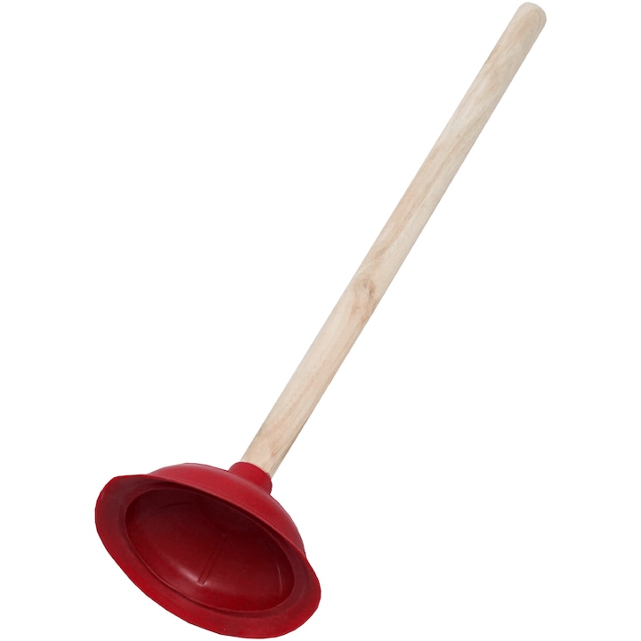 Desfundator chiuveta Adison cu maner lemn si ventuza cauciuc 130mm, 44cm