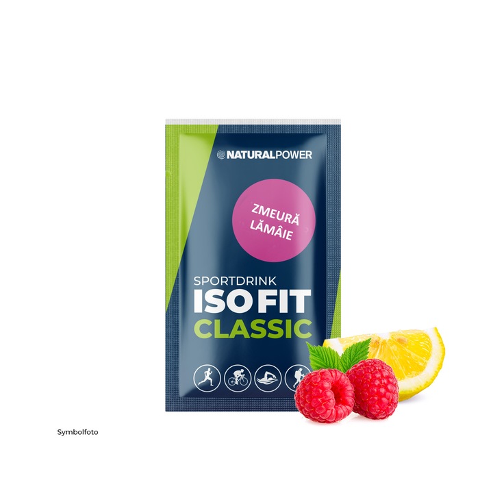 Electroliti Sportdrink ISO FIT, Natural Power, aroma de Zmeura si Lamaie, 16 g