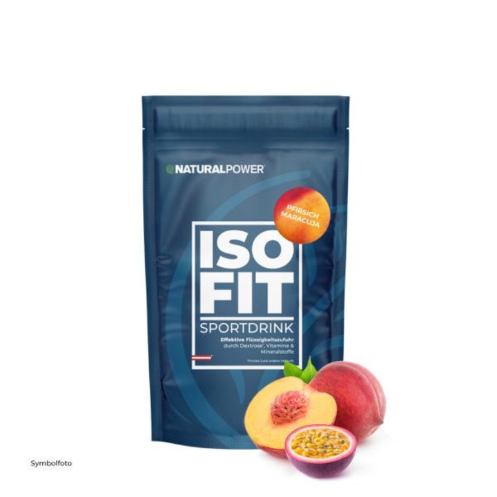 Electroliti Sportdrink ISO FIT, Natural Power, aroma de Piersici si Fructul Pasiunii, 400 g