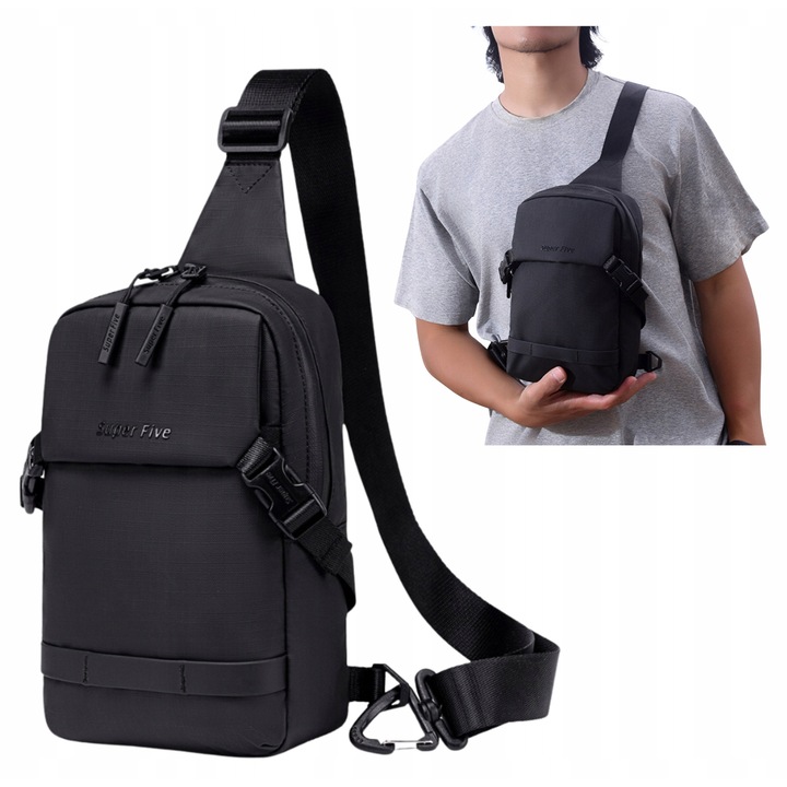 Fekete férfi városi vízálló válltáska, stílusos és funkcionális, 3, 1 L, Super Five FXB753Black