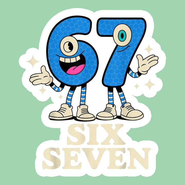 Sticker SIX SEVEN 67 Number Duo Classic, Autoadeziv, Cri-Flo, Dimensiune 10 cm