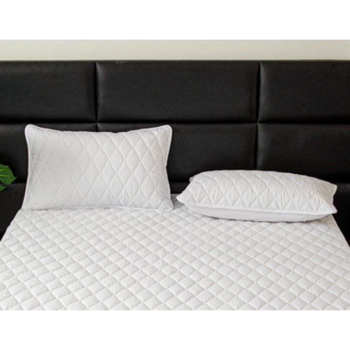 Set doua huse de protectie perne, premium, impermeabile, matlasate, anti-acarieni, lavabile la masina, membrana TPU, 50 x 70 cm, alba