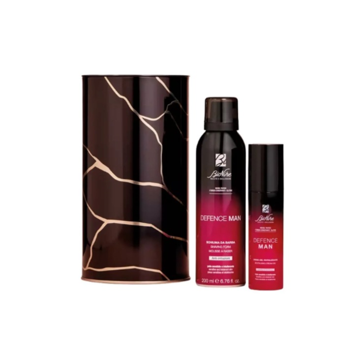 Set cadou ingrijire barba BIONIKE Defence Man, spuma de barbierit 200 ml, crema-gel revitalizanta 50 ml