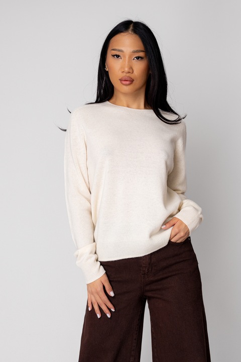 Pulóver 100% gyapjúból 18423, Krémszín