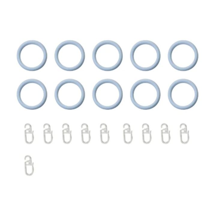 Set 10 inele plastic Inspire, 16mm, alb, cu clips