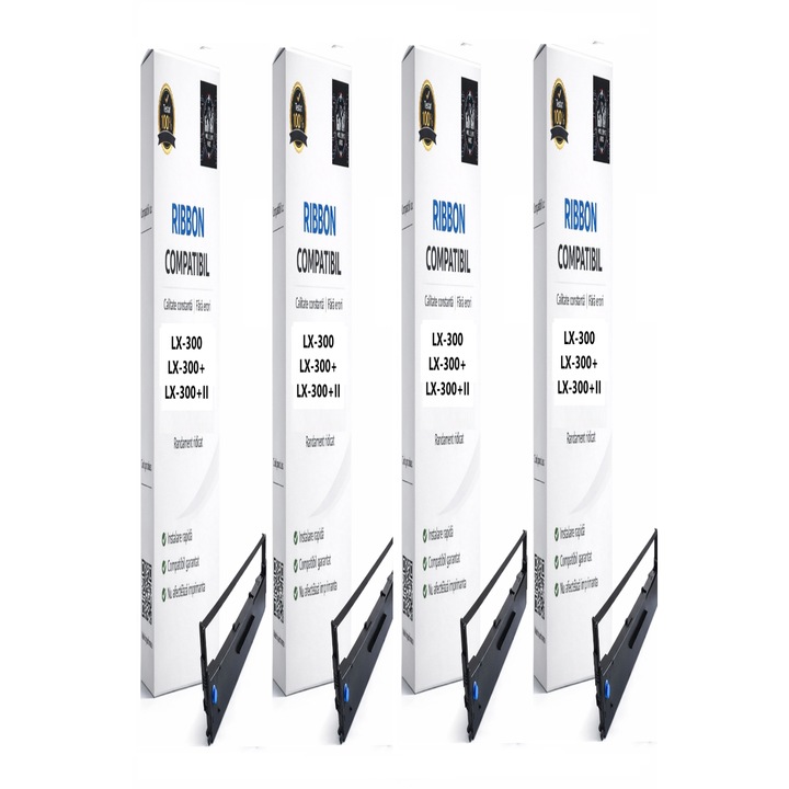 Set INTELIGENT MMO 4 x Ribon compatibil EPSON LX-300, LX-300+, LX-300+II, imprimante matriceale, negru