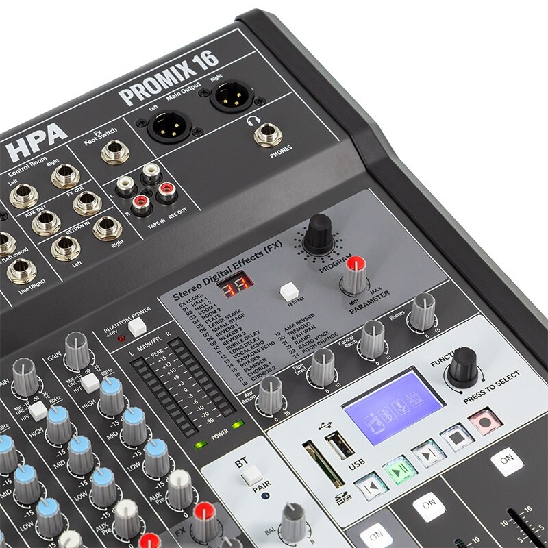 Mixer analogic HPA Promix 16, 16 canale, multi-efecte, 48V, 432x590x106, 2mm