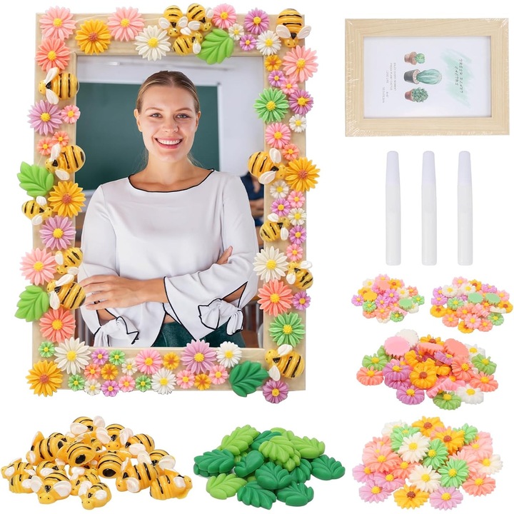 Rame foto mozaic cu margarete, set creativ DIY 2 bucati