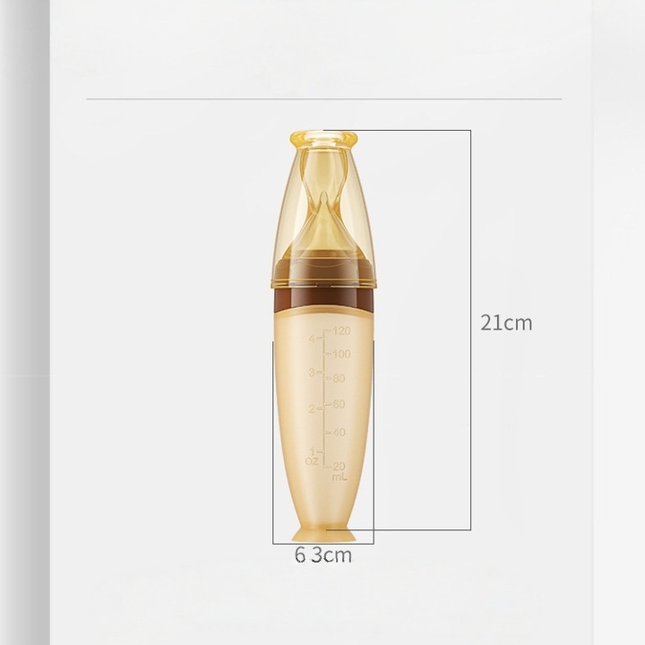 Lingura din silicon pentru diversificare, cu sistem de hranire prin stoarcere, pentru piure de cereale/orez si apa, accesoriu practic pentru hranirea bebelusului, instrument pentru alimente complementare (120 ml)