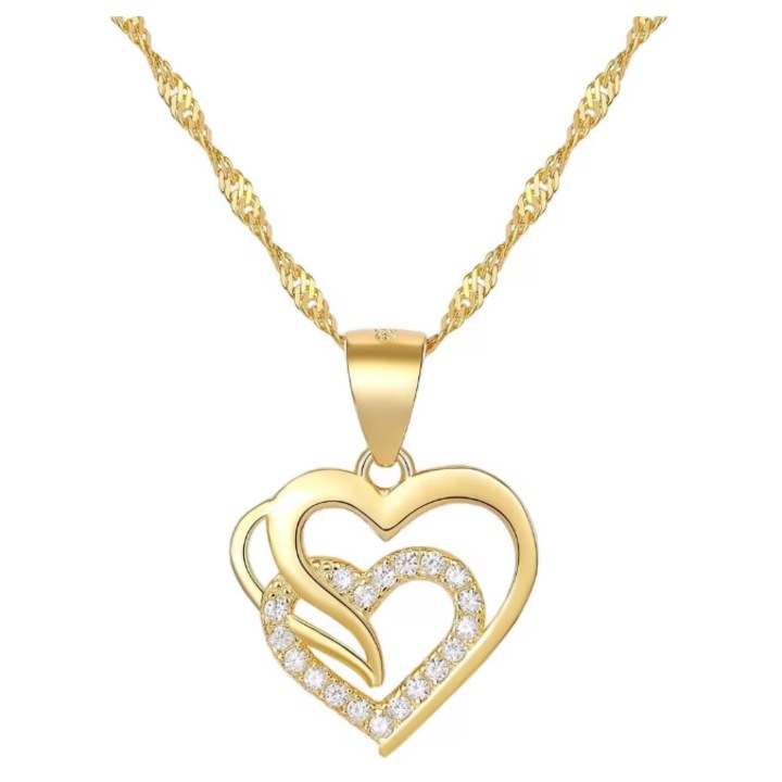 Colier argint placat cu aur 925 Dama, rodiat, 925, pentru Femei, Fete, Mame si Fiice