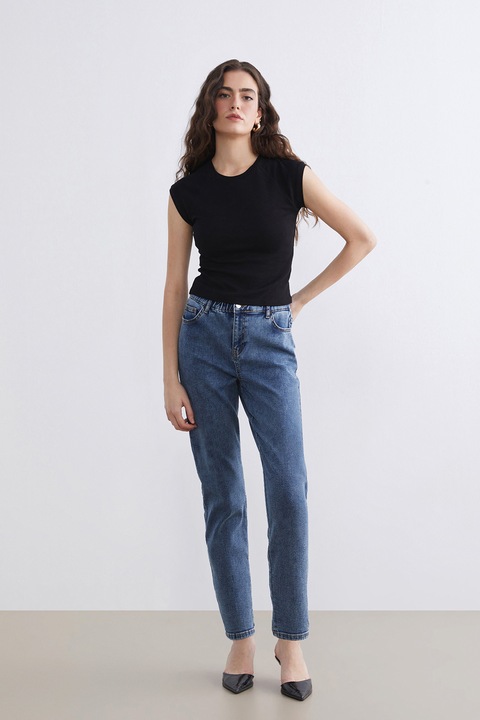 LC WAIKIKI, Blugi conici cu talie elastica, Albastru inchis, XS