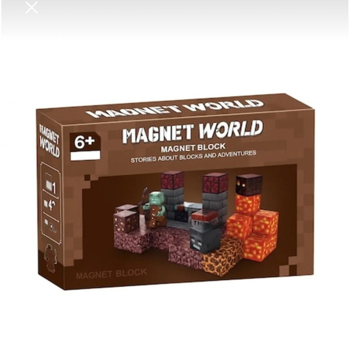ENAGRO Комплект магнитни строителни блокчета 48 кубчета + 12 магнитни фигурки - Креативни конструкции