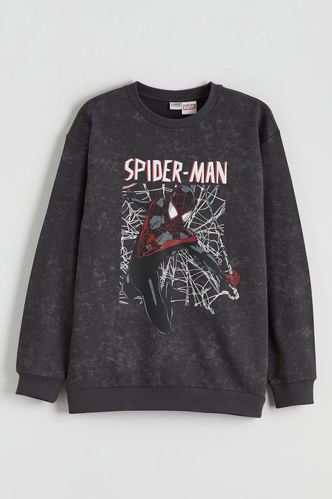 LC WAIKIKI, Bluza de trening cu imprimeu Spider-Man, 158-164 CM, Rosu/Alb/Gri inchis melange