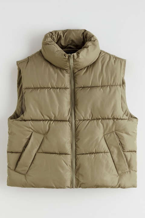 LC WAIKIKI, Vesta cu vatelina si guler inalt, Kaki, 36