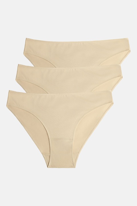 Suwen, Set de chiloti hipster - 3 perechi, Bej inchis