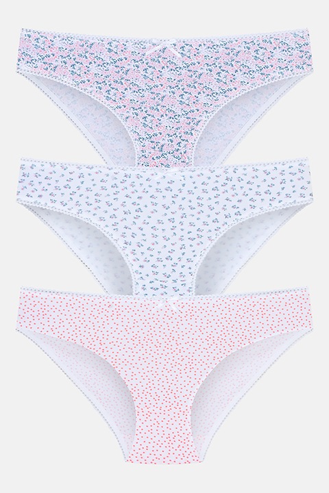 Suwen, Set de chiloti cu imprimeu - 3 perechi, Roz deschis/Alb optic/Albastru deschis