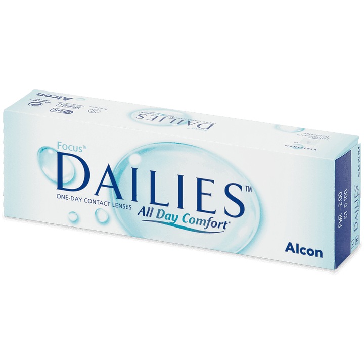 Lentile de contact Focus Dailies All Day Comfort, Alcon, zilnice, fara dioptrii, set 30 lentile
