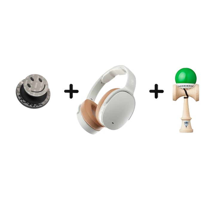 Set cadou Kendama Krom Pop, accesorii telefon, căști Skullcandy, lemn, băieți, 7 ani